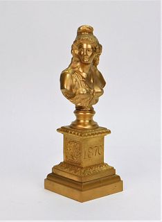 1870 Grand Tour Neoclassical Woman Gilded Bust