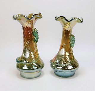 PR Kralik Iridescent Bohemian Art Glass Vases