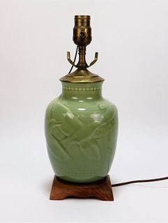 Rookwood Pottery Asiatic Celadon Glaze Lamp