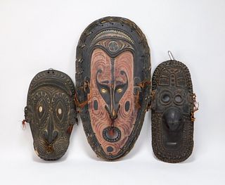 3PC Sepik River New Guinea Carved Wood Masks