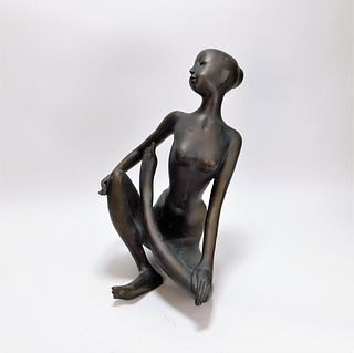 Vasant Modernist Figural Nude Bronze Statue