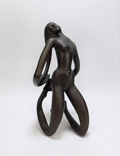 Vasant Modernist Figural Nude Bronze Statue