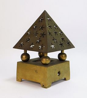 MCM Brass Pyramid Shade Table Lamp