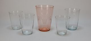 5PC Assorted Hand Blown Flip Glasses Group