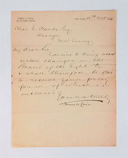 Thomas Edison Signed Electric Light Company Letter