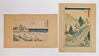 2 Hiroshige I & II Japanese Woodblock Prints