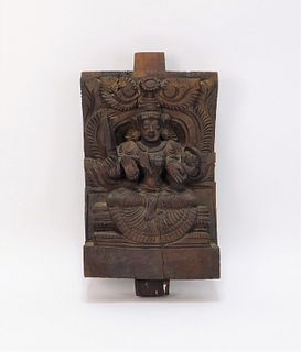 Indian Southeast Asian Carved Wood Deity Panel