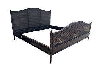 Vintage King Size Bed in Faux Bamboo & Rattan