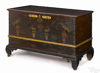 Mahantongo Valley, Pennsylvania painted pine blanket chest, dated 1829, for Andreas Braun