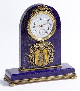 (Attributed to) Faberge Lapis Lazuli Desk Clock