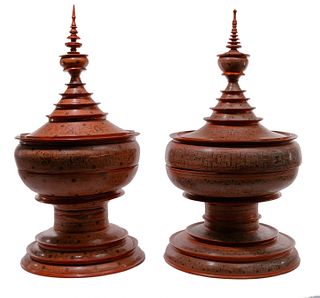 Burmese Lacquer Offering Vessels