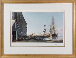 John Stobart Limited Edition Lithograph "Straight Wharf Nantucket in 1832"