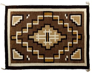 Native American Navajo 'Two Gray Hills' Rug by Grace Nez