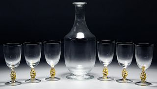 Murano Gold Fleck Wine Glass and Decanter Collection