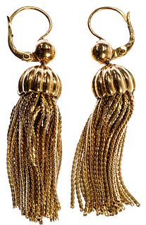 18k Yellow Gold Tassel Pierced Earrings