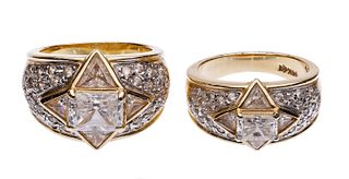 14k Yellow Gold and Cubic Zirconia Rings