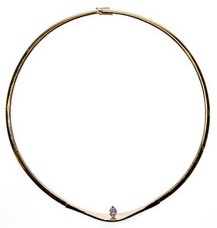 14k Yellow Gold and Diamond Omega Necklace