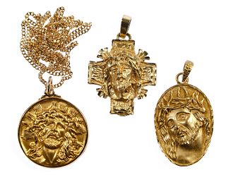 14k Yellow Gold Religious Pendant and Necklace Assortment