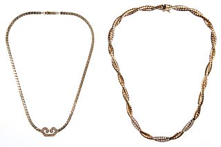 14k Yellow Gold and Diamond Necklaces
