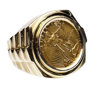 1989 $5 American Eagle Coin in 14k Gold Setting