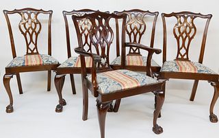 Set of Ten Centennial Chippendale Mahogany Dining Chairs, late 19th Century