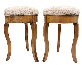 (2) Upholstered Biedermeier Style Stools