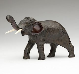 A Japanese patinated bronze elephant