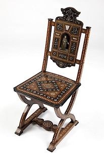 An Italian inlaid hall chair