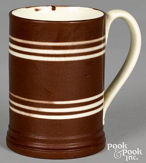 Mocha mug, with brown and ivory bands