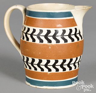 Mocha creamer, with blue and brown bands