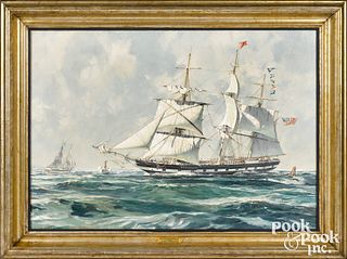John Stobart oil on canvas of a packet ship