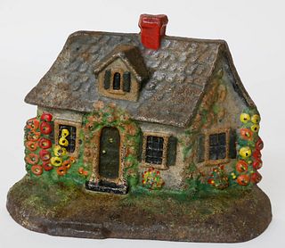 Vintage Painted Country Cottage Cast Iron Door Stop