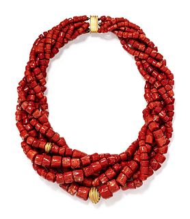 CHRISTOPHER WALLING, CORAL BEAD NECKLACE