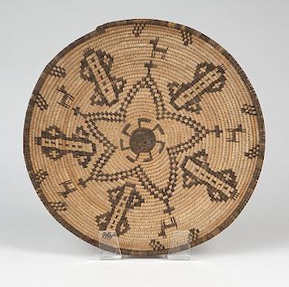 An Apache pictorial basketry tray
