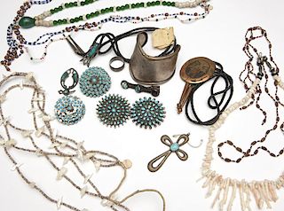 A collection of silver and costume jewelry