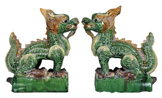 Pair of Chinese Roof Tile Dragons
