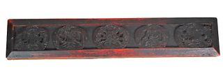 Buddhist Carved Wood Writing Holder