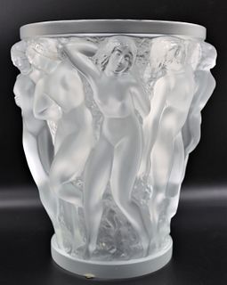 20th C. "Bacchantes" Lalique Crystal Vase