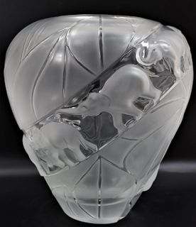 20th C. Lalique "Borneo"  Elephant Motif Vase