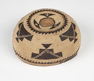 A Hupa / Yurok twined basketry hat