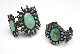 Two Native American turquoise cuffs