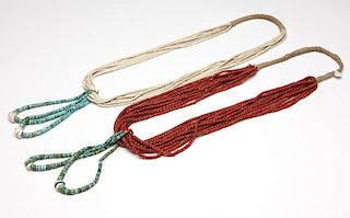 Two Santo Domingo squaw wrap necklaces
