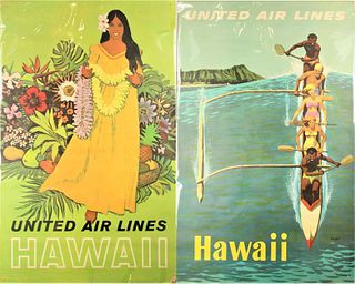 (2) United Airlines ad posters Hawaii
