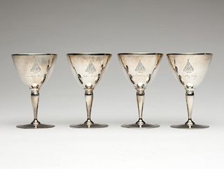Four Tiffany & Co. sterling silver cocktail stems