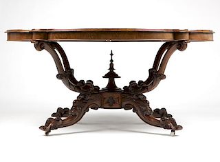 An English Victorian carved parlor center table
