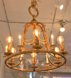 Early 20th C French Gilt Chandelier