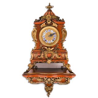 Lenzkirch Wood and Bronze Clock with Wall Console