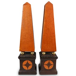 (2 Pc) Pair of Italian Ceramic Obelisks