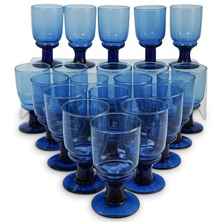 (20 Pc) Blue Murano Glass Goblet Set