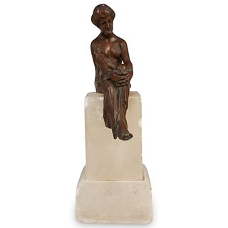 Neoclassical Bronze Sitting Female Sculpture